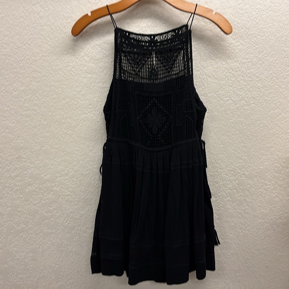 Free People Black Crochet Detail Sleeveless Mini Dress/ Top Size XS - Picture 5 of 10